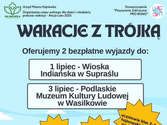 informacje o wydarzeniu, logo organizatora, grafika tematyczna