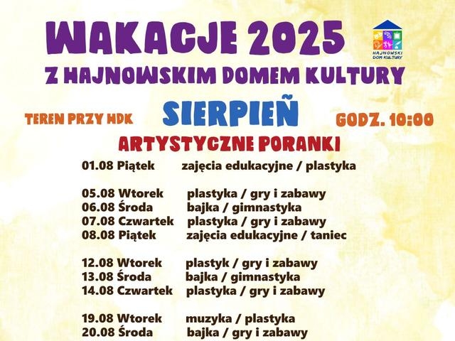 informacje o wydarzeniu, logo organizatora, grafika tematyczna