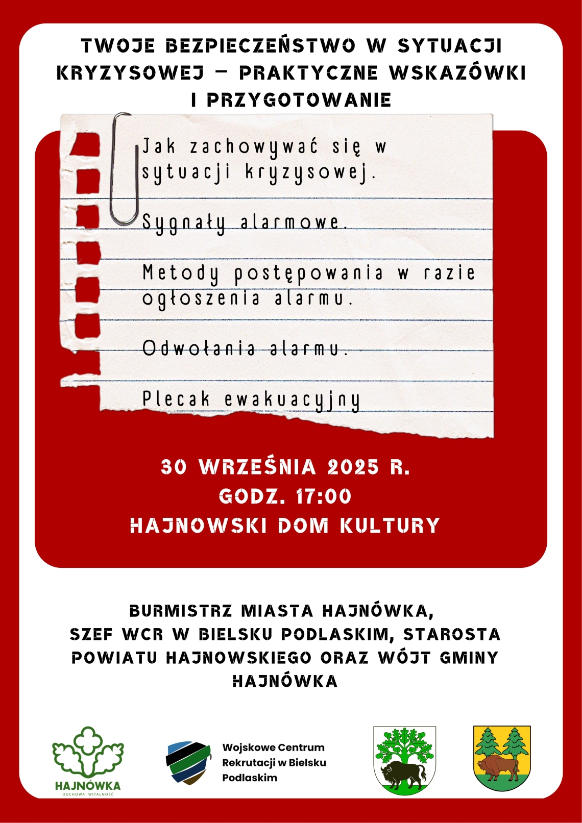 plakat informacyjny o wydarzeniu