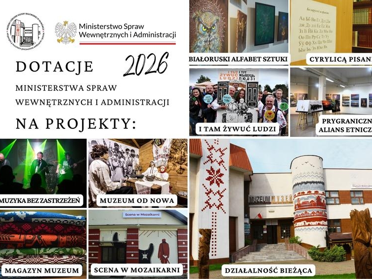 zdjęcia z wydarzeń, logo i informacja o dotacji