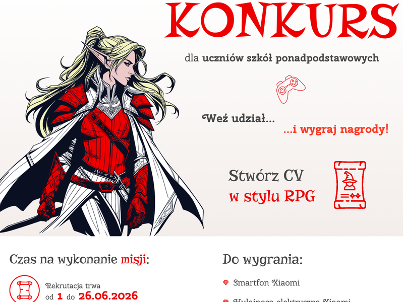 informacje o wydarzeniu, logo organizatora, grafika tematyczna