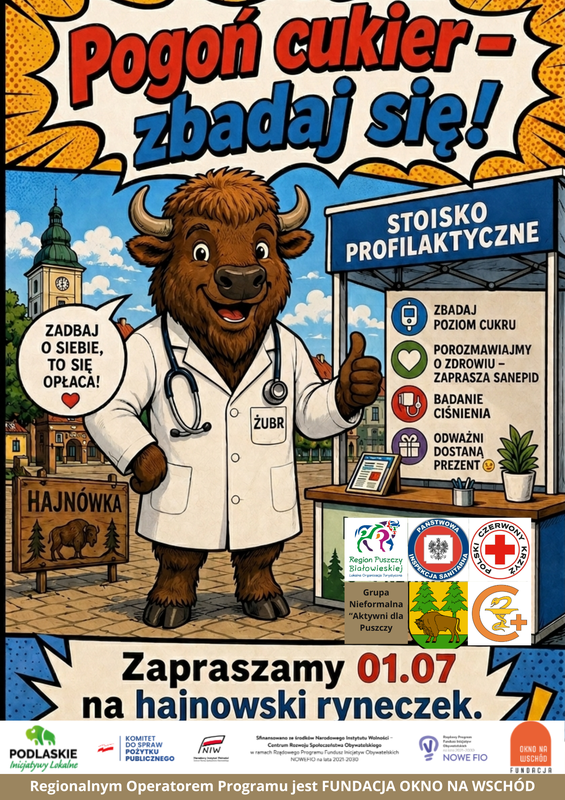 informacje o wydarzeniu, logo organizatora, grafika tematyczna
