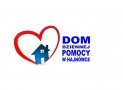 w czerwonym sercu niebieski dom, oraz niebieski napis DOM DZIENNEJ POMOCY W HAJNÓWCE
