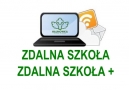 grafika laptopa oraz pod nią zielony napis ZDALNA SZKOŁA