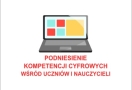 Grafika laptopa, na dole czerwony napis PODNIESIENIE KOMPETENCJI RÓS UCZNIÓW I NAUCZYCIELI
