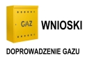 żółta skrzynka gazowa, po rawej stronie napis WNIOSKI doprowadzenie gazu