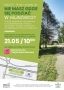 na zielonym plakacie znajduje się logo projektu, mapa, zdjęcie  drzewa i drogi i informacje o wydarzeniu