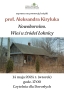 plakat zapowiadający promocję książki prof. Aleksandra Kiryluka "Nowokornino. Wieś u źródeł Łoknicy"